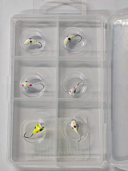 Skanda Wonder Glow Pack Featuring 6 Assorted Glow In the Dark Ice Fishing Jigs